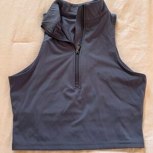 Blue Zip-Up Sports Bra